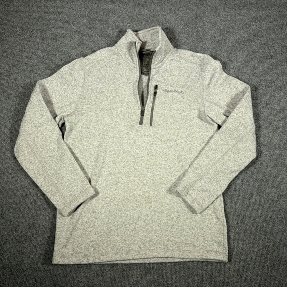Eddie Bauer Radiator Fleece Mens Small Light Grey 1/4 Zip Chest Pocket